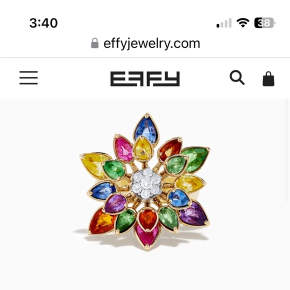 Effy diamond and sapphire flower ring STUNNING - Picture 4 of 6